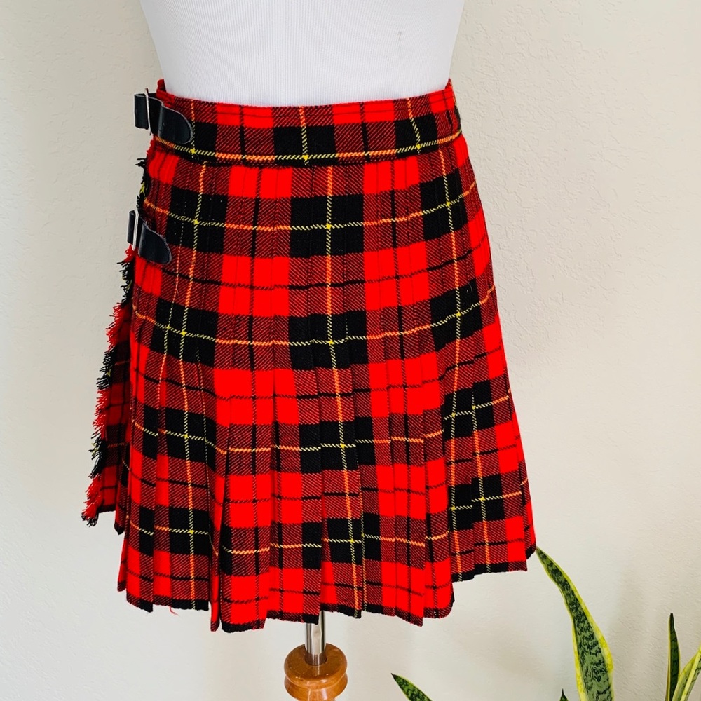 Unique Scottish Tartan Red Yellow Miniskirt